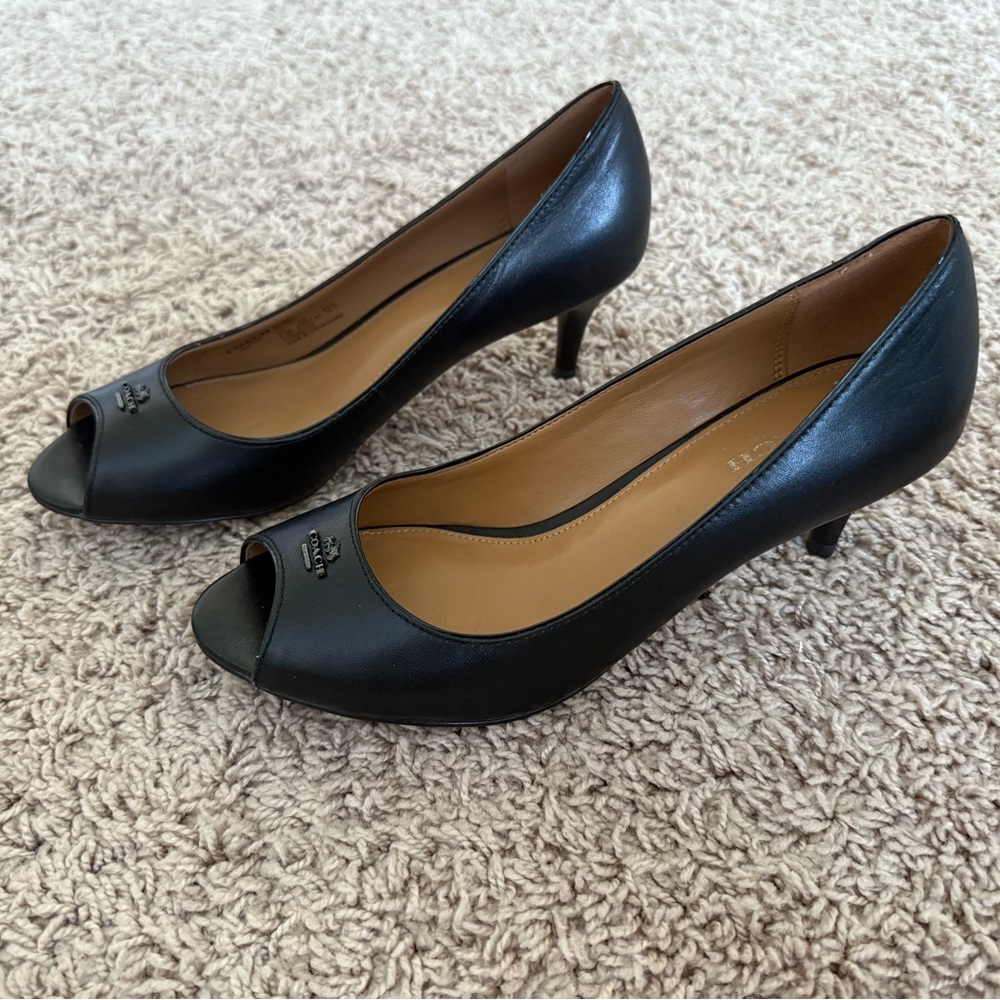Coach Black Peep-Toe Heels